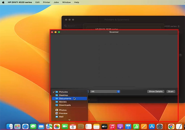 A computer screen showing save settings for scan