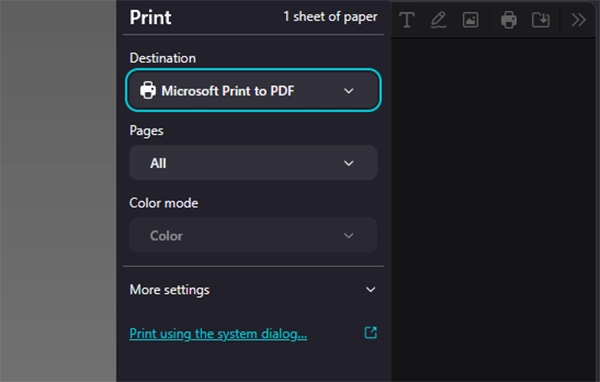 Microsoft Print to PDF option