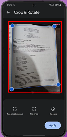 a phone with its camera capturing a document photo