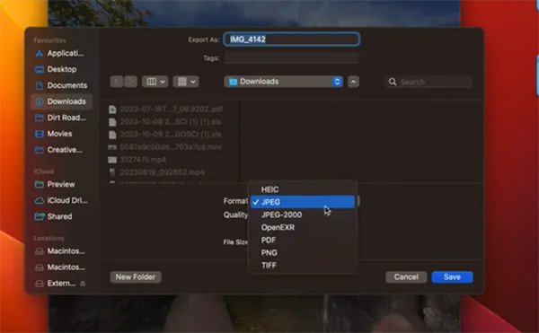Select JPEG
